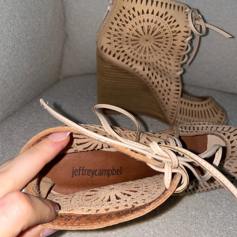 Jeffrey Campbell Rodillo Lace-up Wedge Sandal Size 7.5 Coastal Cowgirl Western